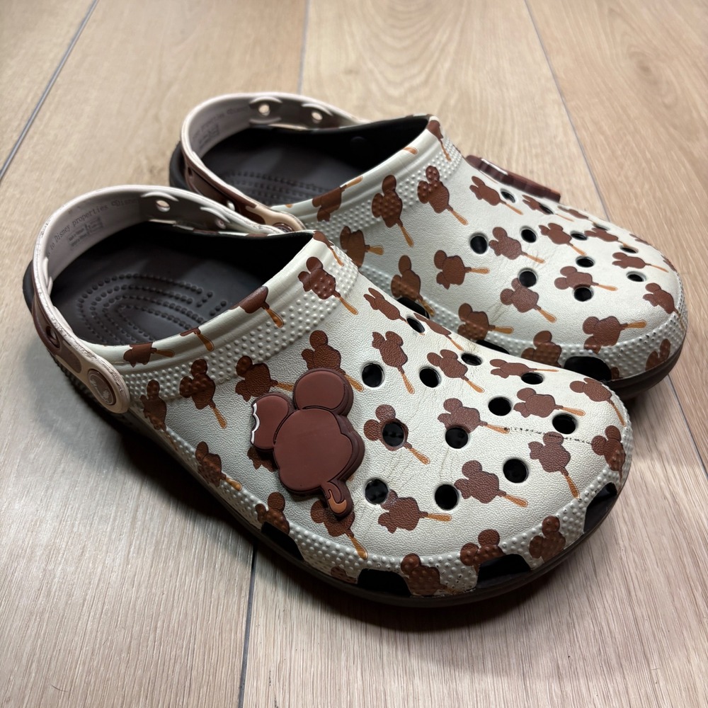 Crocs Disney Mickey Mouse Ice Cream Bar Clogs Mens 7 Womens 9 Brown Cream